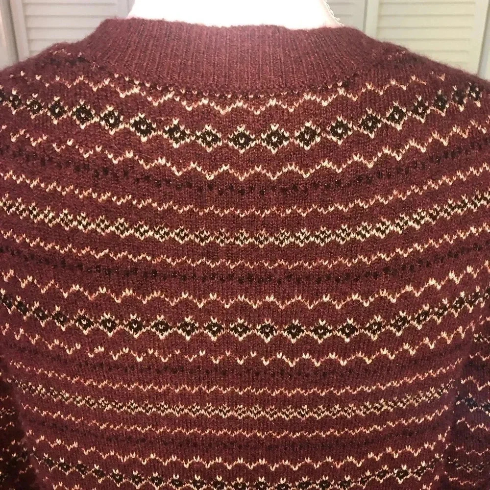 Loft Maroon and Gold stripped Sweater Dress Women’s Petite Large - Picture 8 of 12